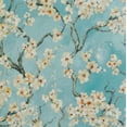 thumbnail image 4 of Plutus Azure Garden Cherry Blossoms Printed On A Linen Looking Polyester. Luxury Throw Pillow - Double sided 24" x 24", 4 of 4