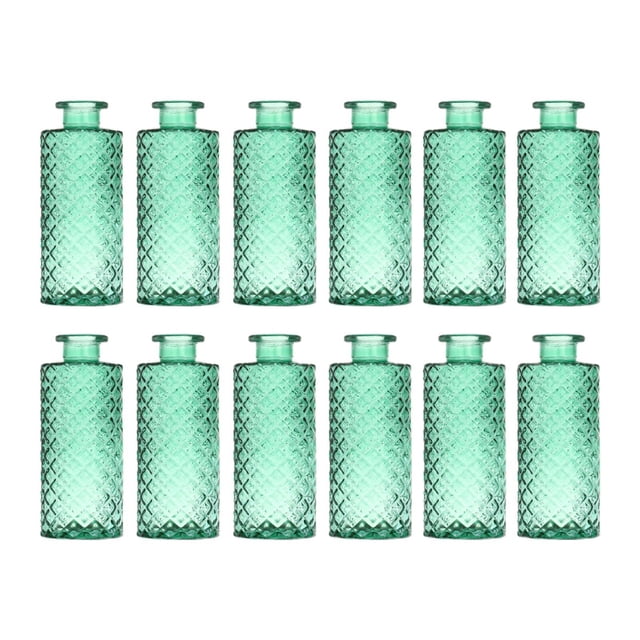 12 jarrones de cristal con forma de capullo, jarrones decorativos para el hogar, contenedores sencillos para plantas. Verde
