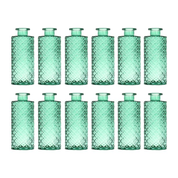 12 jarrones de cristal decorativos para flores, portátiles, para bodas Verde