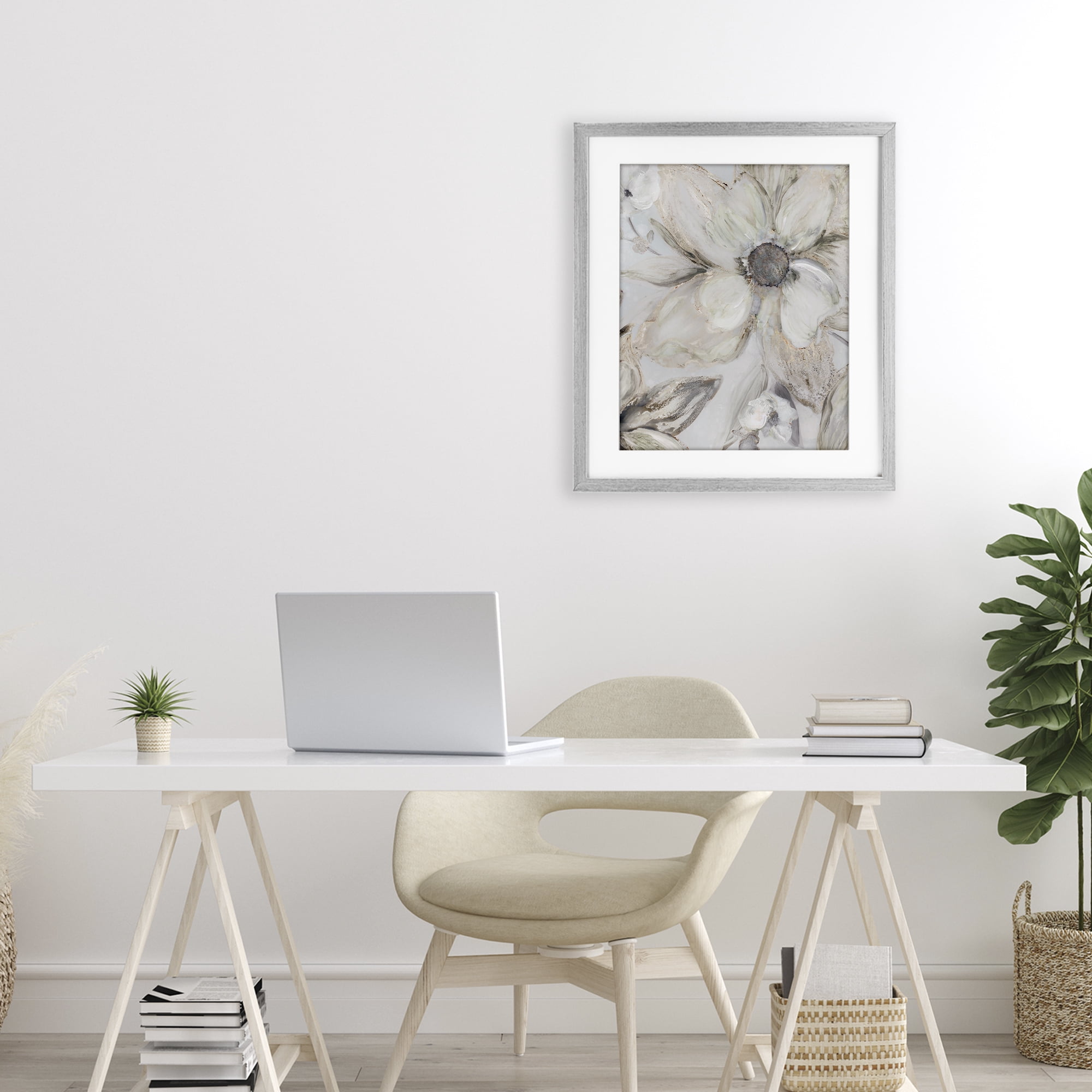 Stupell Industries Sandstone Tone Blooms Gray Framed Print Under Glass, design by Carol Robinson