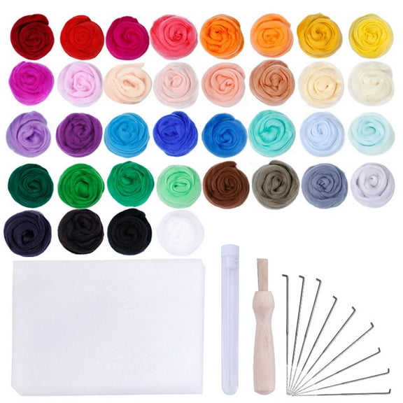 Professional Needle Felting Kit 36 Wool Roving Colors with Starter Tool Foam Mat Kit for Beginners Adults Teens Children