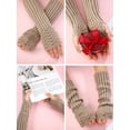 thumbnail image 3 of Dalrosia Knit Arm Warmer Fingerless Gloves Knitted Long Mitten Women Thumb Hole Gloves, 3 of 6