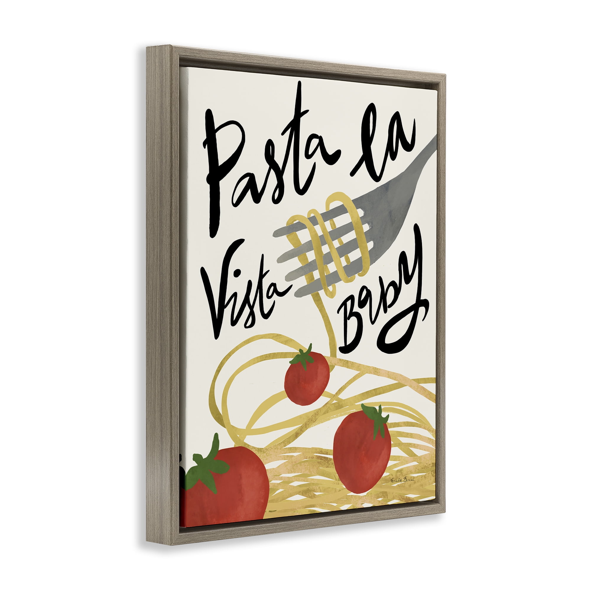 Stupell Industries Pasta La Vista Food & Beverage Painting Brown Floater Framed Art Print Wall Art, 17 x 21