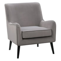 CorLiving Elewood Modern Velvet Upholstered Wide Back Armchair with Wood Tapered Legs, Gray