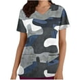 thumbnail image 2 of YOIAVAIOY Army Green Printed Work Uniforms for Women Camouflage Scrub Tops V Neck Short Sleeve T-Shirt with Pockets S, 2 of 4