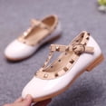 thumbnail image 7 of Girls White Mary Jane Flats Patent Faux Leather Rhinestone Studded Buckle Strap Soft Sole Kids Little Kid Dress Shoes Party Wedding Comfortable,Size 24, 7 of 7