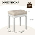 thumbnail image 2 of Makeup Stools for Vanity, 18" in Memory Foam Vanity Stool, Rectangle Tufted Ottoman Bench with Carved White Wood Legs for Bedroom Living Room, Linen, 2 of 5