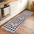 thumbnail image 2 of Runner Rug 2'x6', Easter Bunny Roses Washable Non-Slip Hallway Runner Rugs, Pink Floral Spring Black Buffalo Plaid Bedside Rugs Floor Mats Carpet Runners for Kitchen Bathroom Laundry Room, 2 of 8