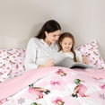 thumbnail image 5 of jejeloiu Farmhouse Mallard Duck Queen Comforter Set,Pink Bowknot Bows Bedding Comforter Set For Girls Teens Reversible 3-Piece, 5 of 8