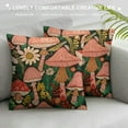 thumbnail image 3 of ONETECH Cute Mushrooms and Leaves Pattern Pillow Covers  Square Throw Pillowcase for Couch Sofa Home Bedroom Decor, 3 of 5