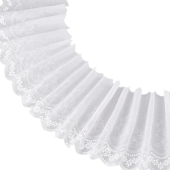 5 Yards(4.5m) Cotton Eyelet Lace Trim 7.4inch(19cm) Wide Floral Embroidery Ruffle Lace Trim Embroidery Scalloped Lace for Sewing Dresses