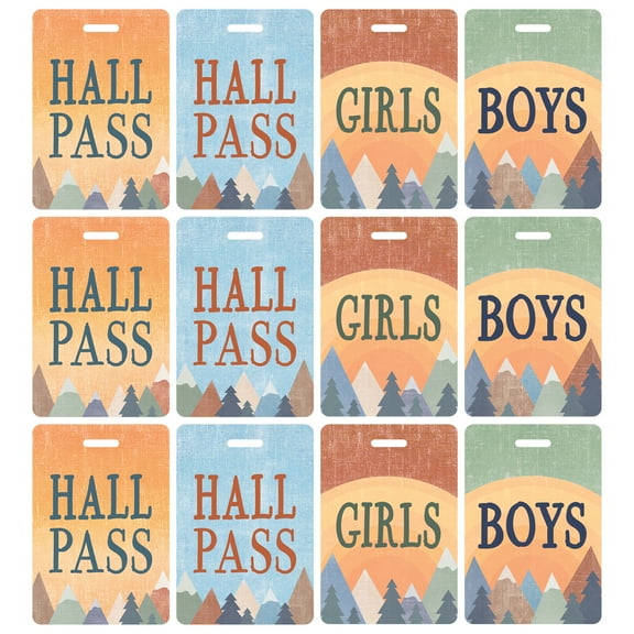 Teacher Created Resources Moving Mountains Hall Pass with Lanyard, 4 Per Pack, 3 Packs