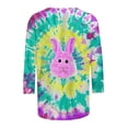 thumbnail image 5 of Liquidation d'Été Staron Hauts d'Été pour Femmes Pâques Col Rond Manches 3/4 Hauts Décontractés Basiques T-Shirts Graphiques Blouses, 5 of 5