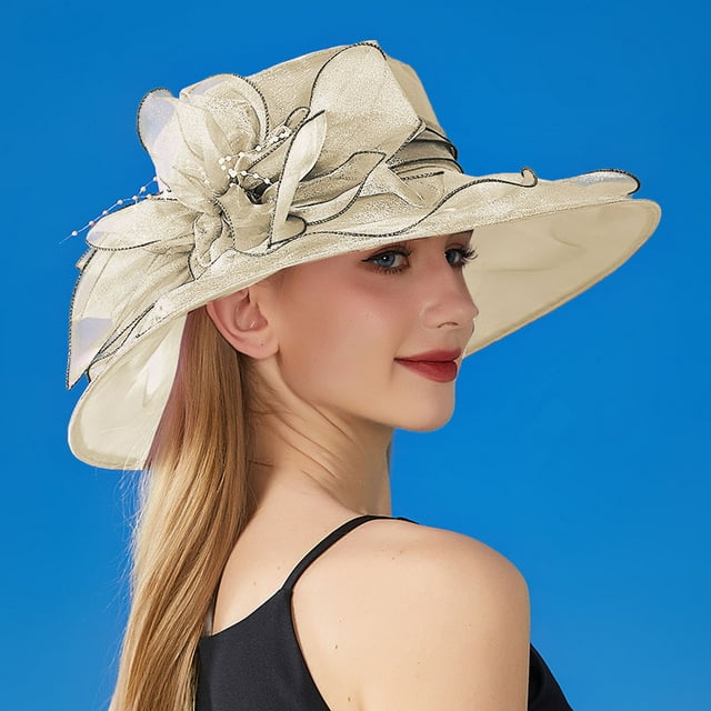 Women's Solid Color Big Flower Shade English Lady Elegant Temperament Sun Hat