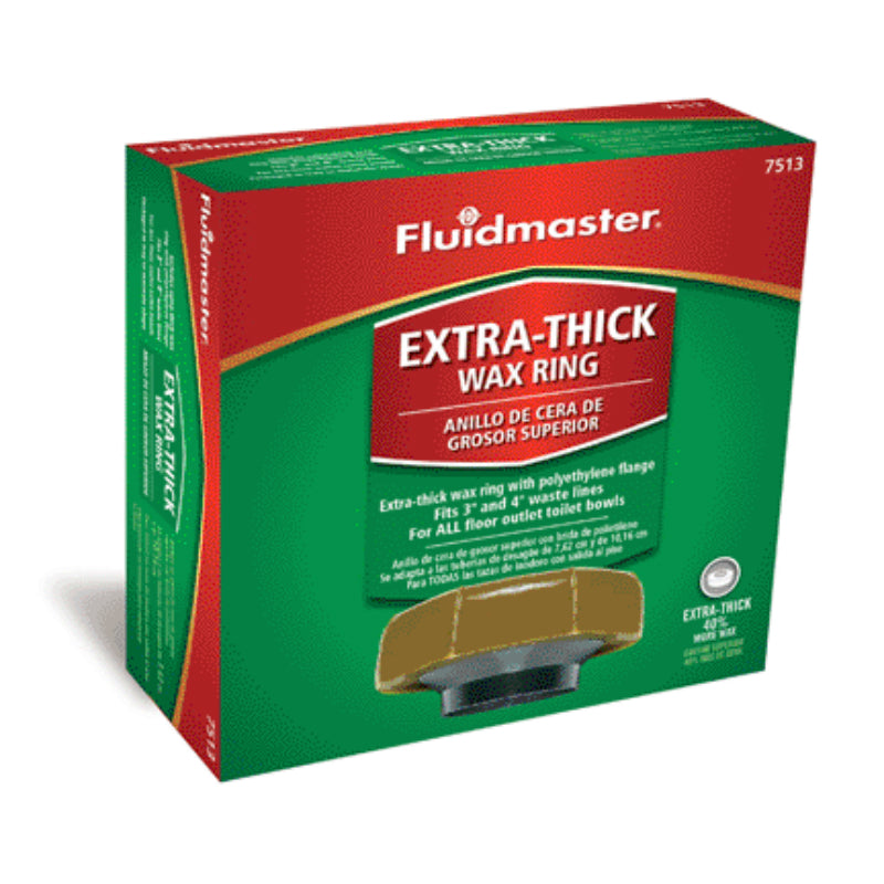 2PC Fluidmaster Fluidmaster 7513 ExtraThick Wax Toilet Bowl Gasket