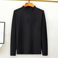 thumbnail image 4 of comerut Fall Winter Men Top Half-high Collar Solid Color Warm Thick Long Sleeve Button Decor Soft Pullover Mid Length Thermal Bottoming Top, 4 of 7
