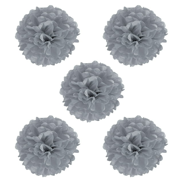 Uxcell 8" Tissue Pom Poms Paper Flowers Ball Wedding Party Decoration, Grey 5 Pack