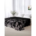 thumbnail image 5 of Black Botanical Twim XL Size Flat Sheet, Wrinkleproof & Fadeproof Cooling Flat Bed Sheet Only, Dragonfly Flower Leaf Retro Style Breathable Soft Bedding Top Sheets 66 x 102 Inches, 5 of 8