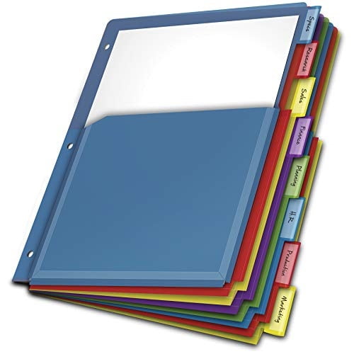 Cardinal Expanding Plastic Binder Dividers, Flexible Front Pockets