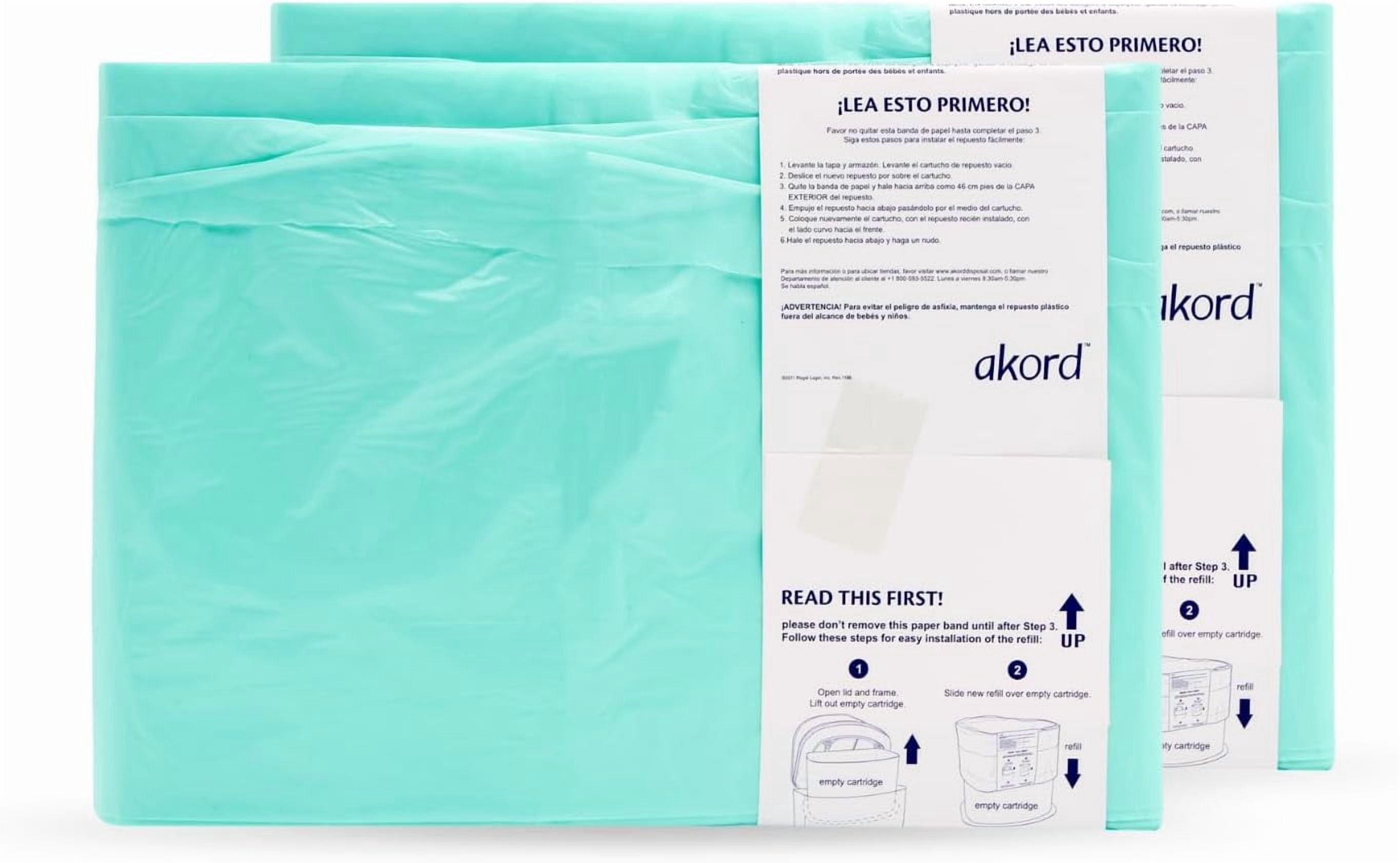 Janibell YANTONG 330 Adult Diaper Pail Refill Liners, 2 Count – Fits YANTONG Diaper Pail, Odor Locking, Easy Cut & Tie, Hands-Free Disposal, Continuous Liner – Each Liner Holds Up to 560 Adult Briefs