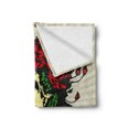 thumbnail image 2 of Rose Soft Flannel Fleece Blanket, Tattoo Art Style Graphic Skull in Red Flowers Crown Halloween Composition Print, Cozy Plush for Indoor and Outdoor Use, 70" x 90", Beige Multicolor, by Ambesonne, 2 of 6