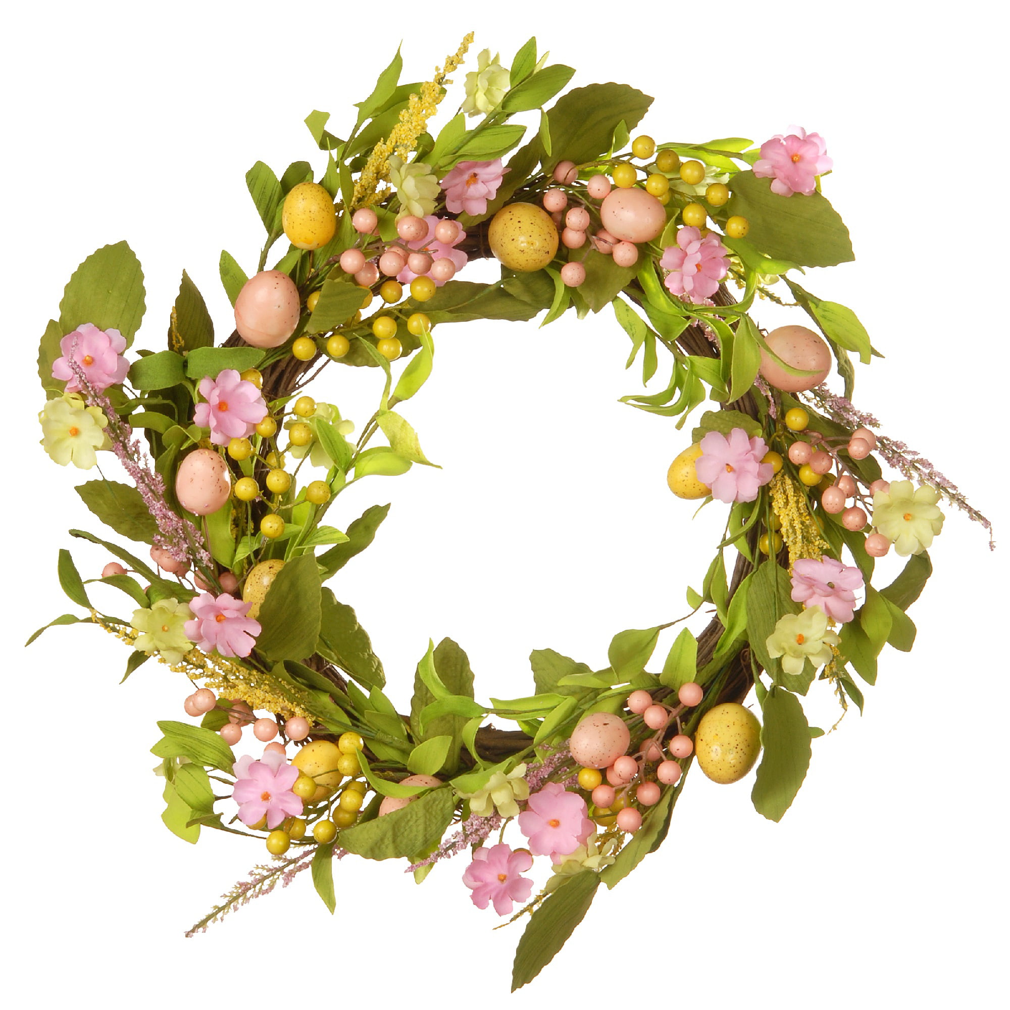 Details about   $20~NEW 18" Indoor/Outdoor Yellow Tinsel & Iridescent Sparkle Easter Eggs Wreath 