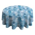 thumbnail image 4 of Light Blue Christmas Snowflake Pattern Round Tablecloth 60"x60",Wrinkle Wipeable Table Cloth for Kitchen Dining Room Picnic Patio Party, 4 of 6
