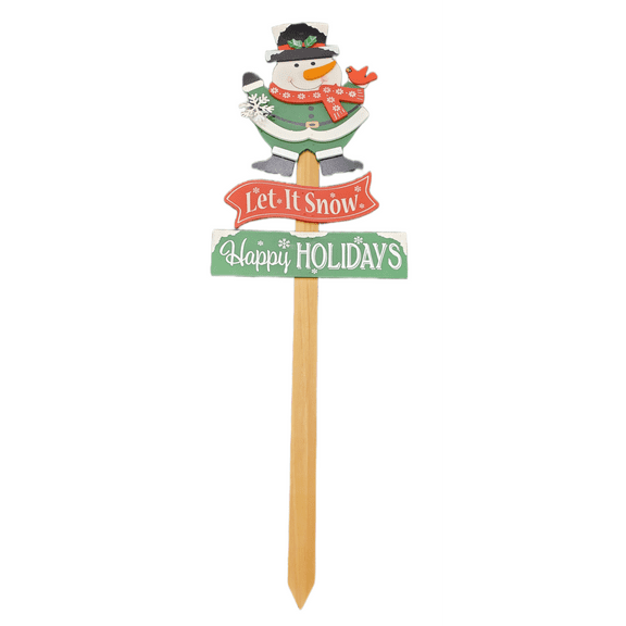 ASHLAND, CHRISTMAS YARD STAKE, SNOWMAN, LET IT SNOW, HAPPY HOLIDAYS (SNOWMAN)