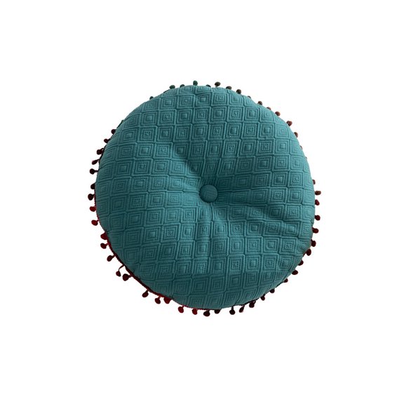 Yuarrent Cojín para sofá y silla, ventana de Tatami, almohada con borlas de algodón PP, almohadilla de Color sólido para el hogar de Decoración del hogar Azul