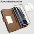 thumbnail image 4 of Allytechgroup Phone Case for Samsung Galaxy Z Fold 4 Multi-Functional Galaxy Z Fold4 Case Cover with Stylus Pen, Card Slots, Zipper Pocket, Handle Design Stand RFID Blocking & Wrist Strap, Brown, 4 of 10