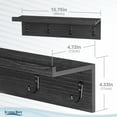thumbnail image 2 of Wall Shelves W/Hooks, Floating Shelves Coat Rack (16 Inch, Black) by Icona Bay, 2 of 9