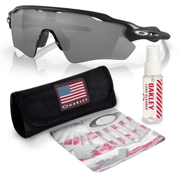 Oakley OO9208 Radar EV Path Rectangle Shaped Polarized Sunglasses for Men - Includes Official Eyewear Kit - Matte Black Frame with Prizm Black Lens