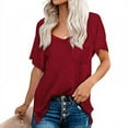 thumbnail image 3 of Femmes d'Été Casual Femmes V-neck Tshirt Manches Courtes Dames, 3 of 7