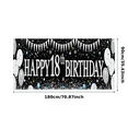 thumbnail image 3 of Black and White Themed 18th Birthday Backdrop Banner with Balloon Star Elements Party Decoration for Photography Props Birthday Party Decor Background Supplies, 3 of 8