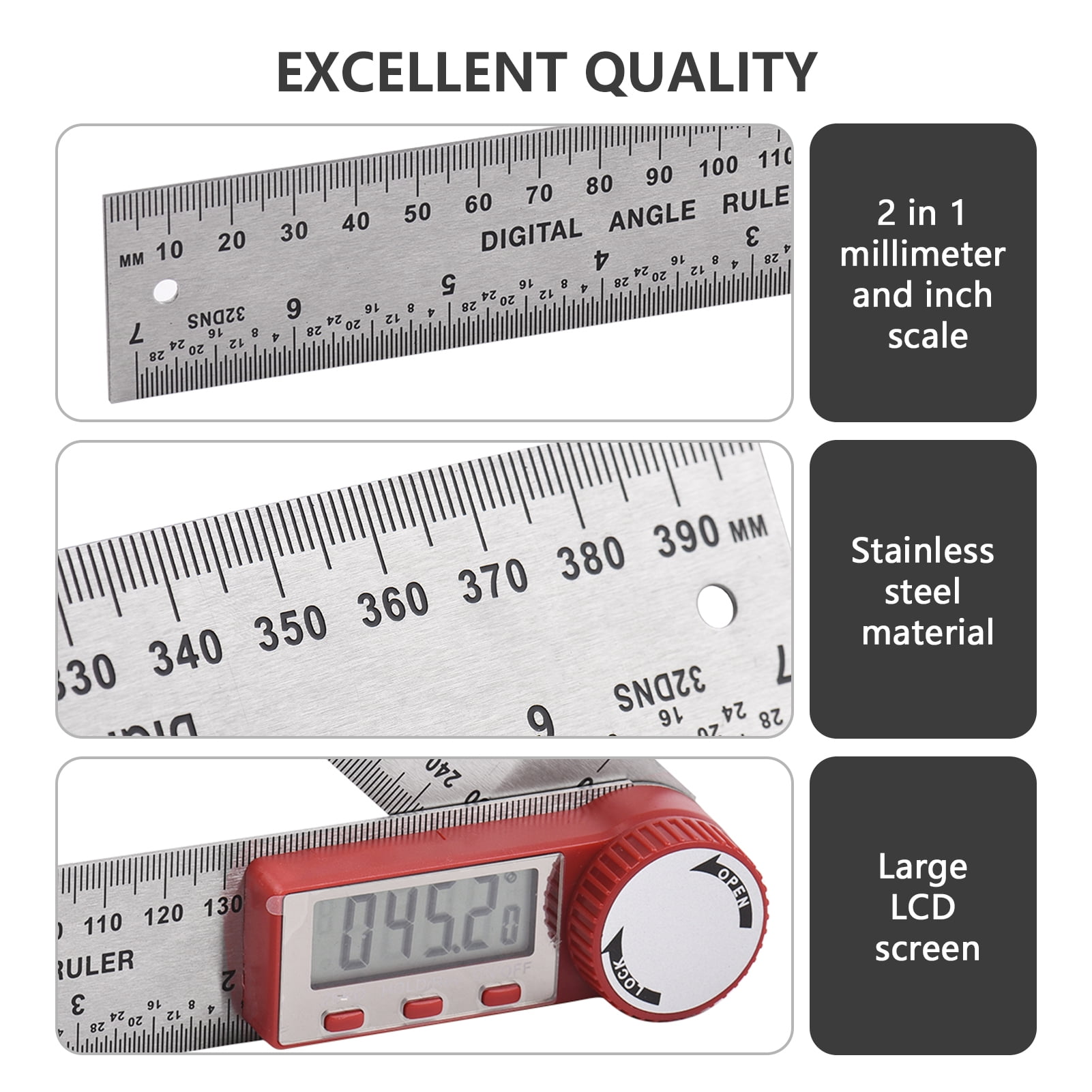 6-039R_200MM 2-in-1 Digital Protractor Electronic Angle Ruler 200mm (8