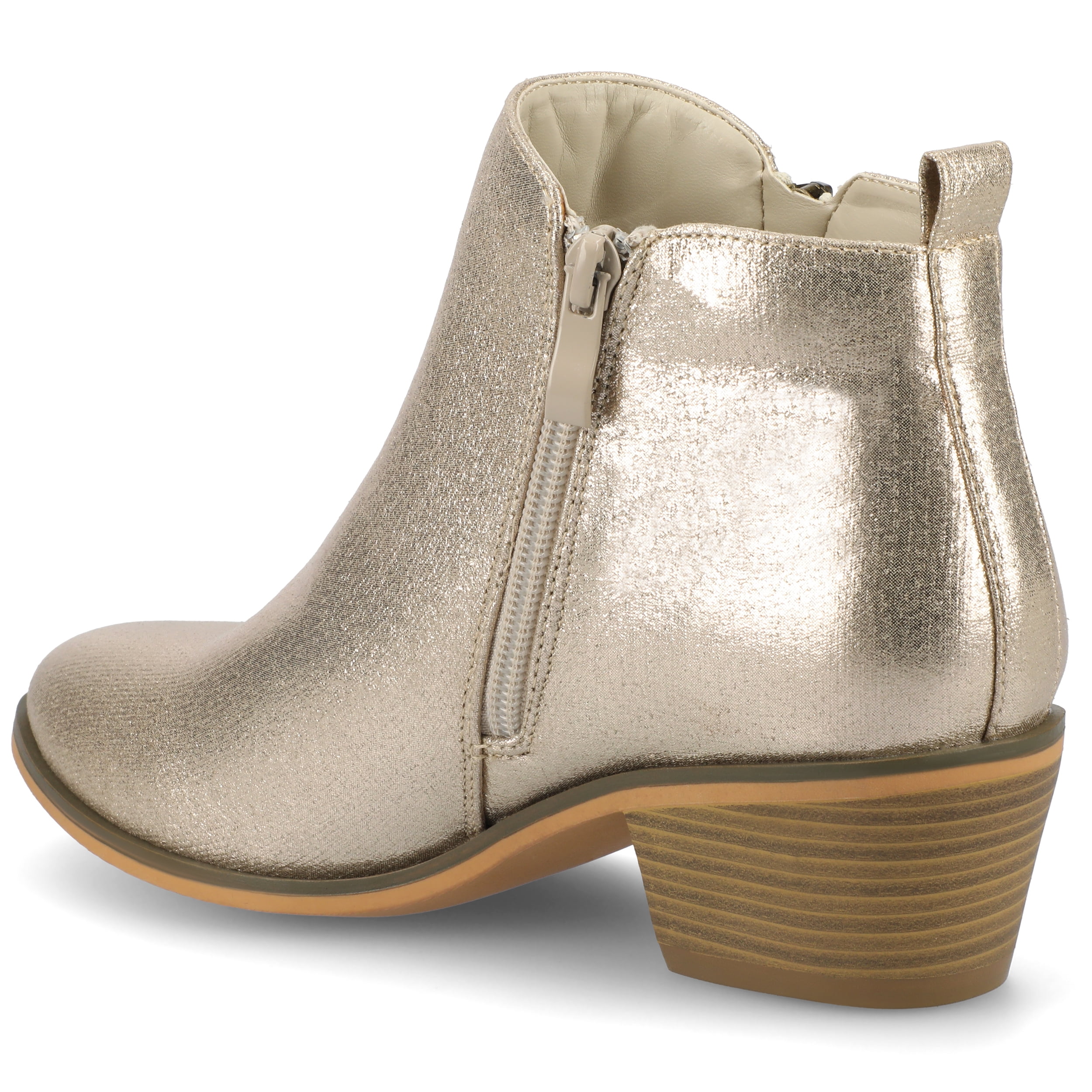 Journee Womens Rebel Outside Zip Stacked Heel Booties