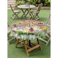 thumbnail image 3 of Outdoor Tablecloth with Umbrella Hole and Zipper, Happy Easter Bunny Round Table Cloth 54 Inch Waterproof Tablecloth, Spring Floral Wooden Sage Green Plaid Picnic Table Cover for Patio Camping, 3 of 7