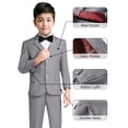 thumbnail image 3 of Traje formal YuanLu para niños, 5 piezas, ajustado, gris, talla 20, 3 of 6