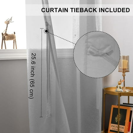 Zmleve Sheer Curtains Grommet Semi Transpa Window Curtain Ds For Bedroom Living Room 52x 63 Inch Length Set Of 2 With Tiebacks Grey Canada Grommet Semi Transpa Window Curtain, Sheer Curtains 65 Length