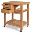 thumbnail image 1 of Giantex Bamboo Kitchen Island Cart Trolley, 3-Tier Rolling Kitchen Cart w/ 2 Drawers, Open Shelves, Towel Rack, Kitchen Serving Storage Cart for Kitchen, Dining Room, Living Room, Natural, 1 of 10