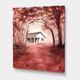 thumbnail image 3 of Designart ' Red Autumn Woods and A House in Wild ' Cabin & Lodge Canvas Wall Art Print, 3 of 4