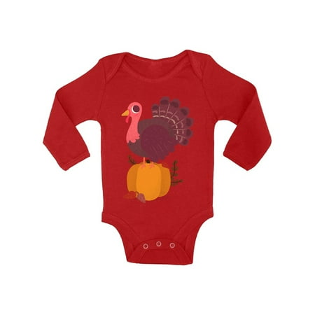 

Awkward Styles Thanksgiving Bodysuit Happy Turkey Baby Romper