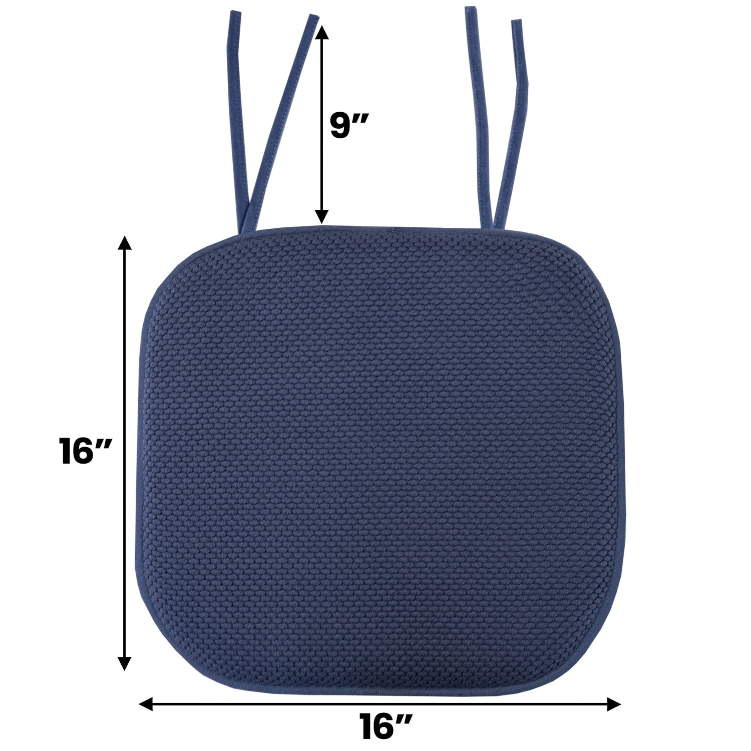 Sweet Home Collection 16" x 16" Navy Square Chair Pad Outdoor Seating Cushions (4 Pack)