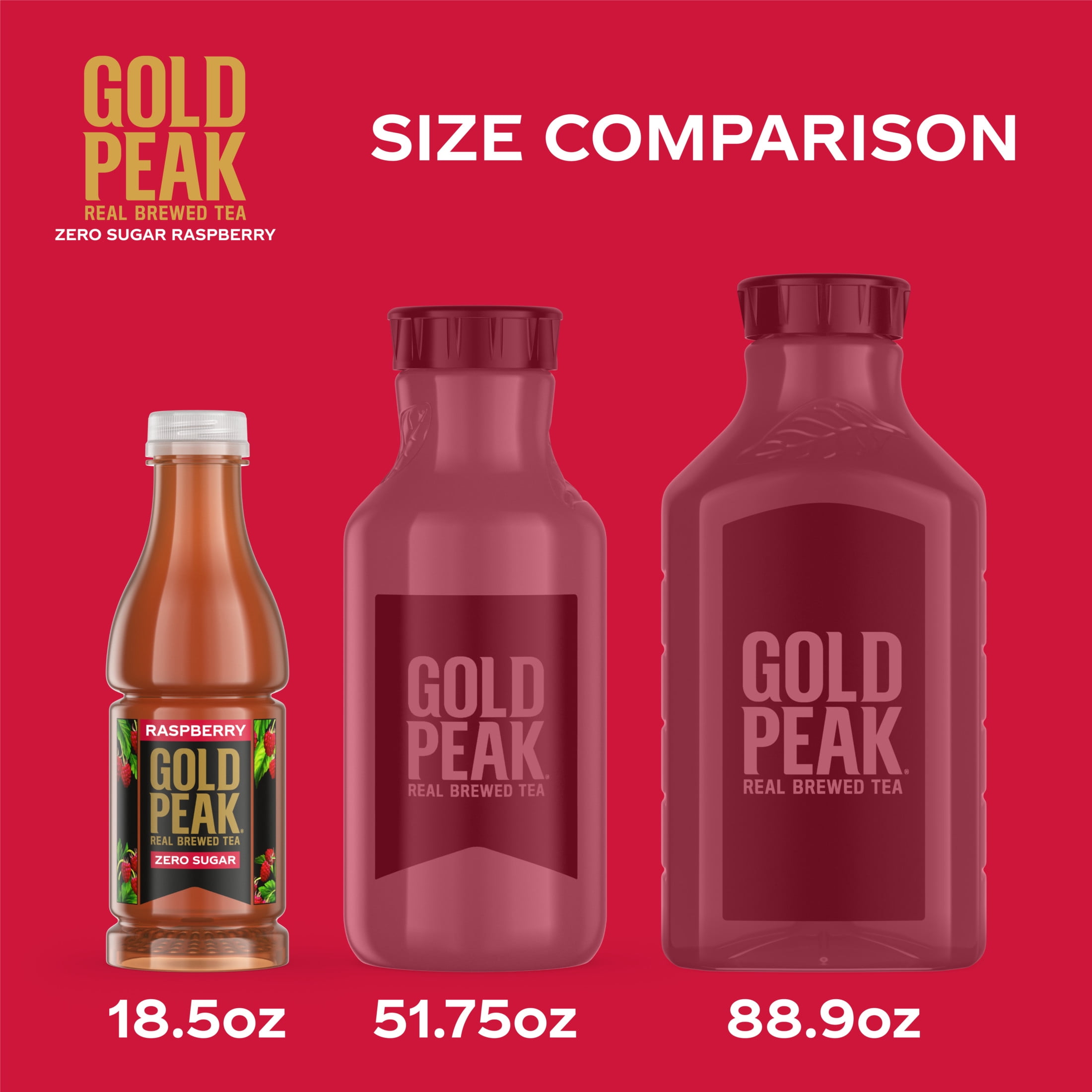 (5 pack) Gold Peak Raspberry Iced Tea, Zero Sugar Sweet Tea Bottle, 18.5 fl oz