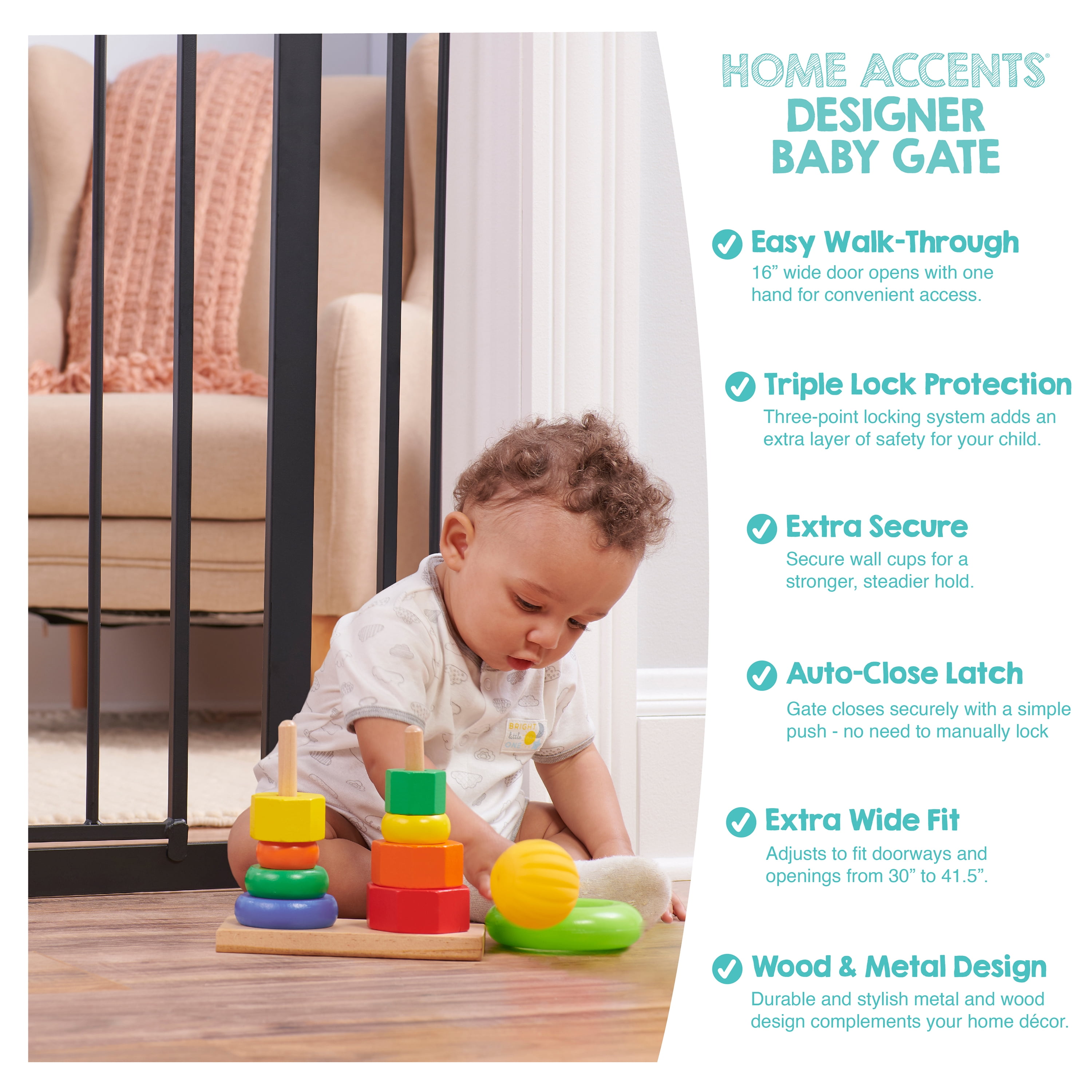 Regalo Home Accents® Extra Wide Walk Thru Baby Safety Gate
