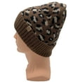 thumbnail image 4 of Empire Cove Winter Knit Ribbed Leopard Cuff Beanie - Brown, 4 of 4