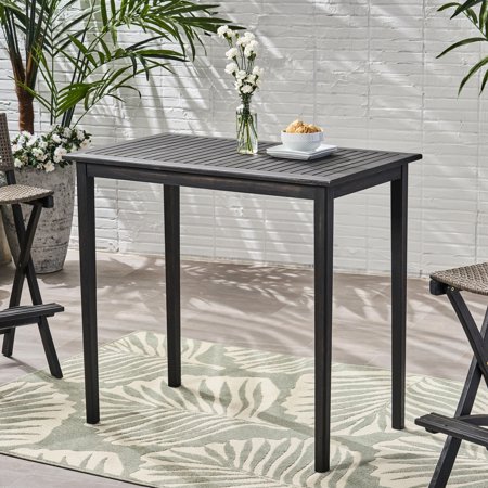 Wood Bar Table - Dark Gray, Minimalist For Garden & Outdoor, 41" Tall, Assembly Required Outdoor Gray Table, Made Of Wood, Design, 40" High