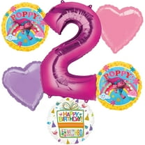 Trolls Poppy 2nd Birthday Party Supplies Balloon Bouquet Decorations 6pc