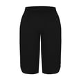 thumbnail image 4 of Women's High Waisted Capri Pants with Pockets Knee Length Quick Dry Athletic Yoga Workout Swim UPF50+ Summer 2025 Petite Black, 4 of 7