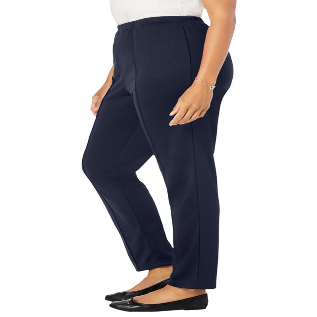 CHOK Women‘s Plus Size Elastic-Waist Soft Knit Pant - 24 W Navy